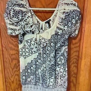 FANG Black and White Patterned Tank Top